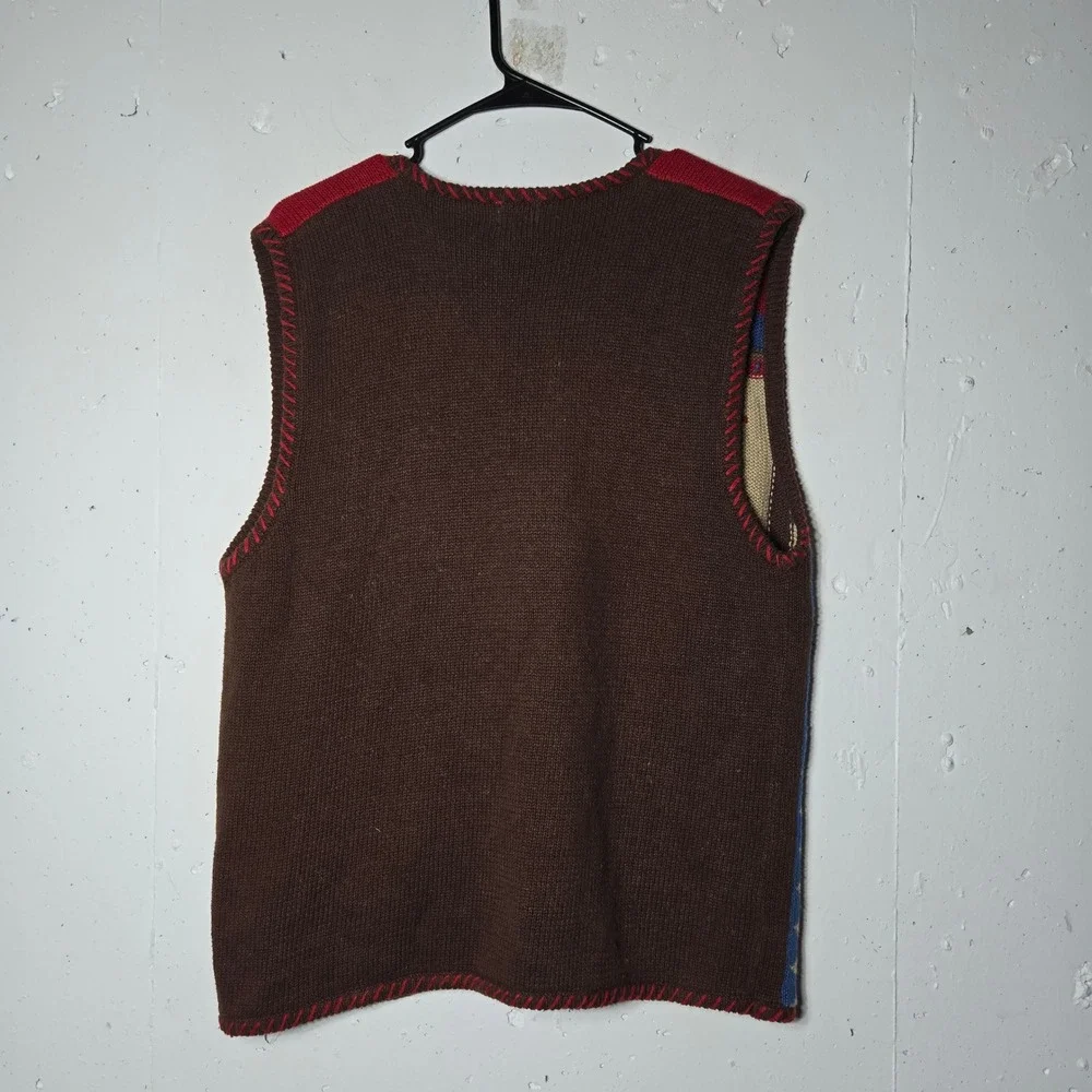 Vintage Stephanie K Womens Knit Vest Medium Patchwork‎ Grannycore Cottage Boho